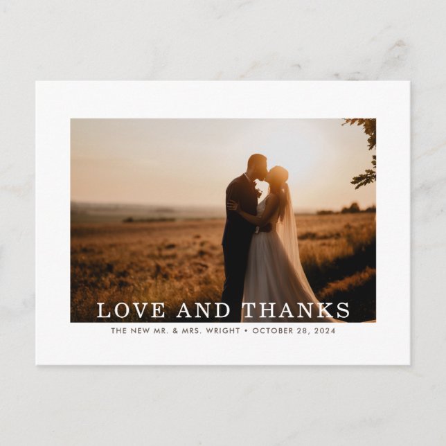 Autumn Sprig Love and Thanks Wedding Thank You Postcard (Front)