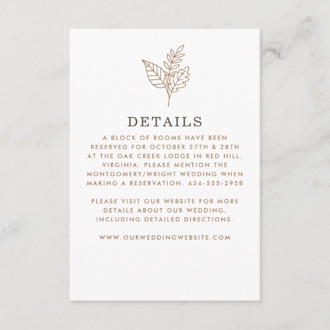 Autumn Sprig Wedding Details Enclosure Card (Front)