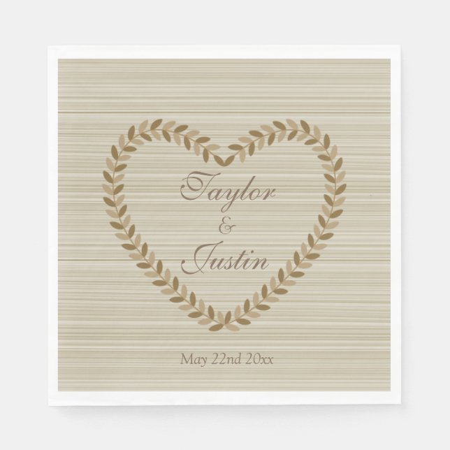 Autumn sprigs leaves heart zen wedding napkins (Front)