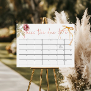 Autumn Spring Floral Guess Due Date Baby Shower Foam Board