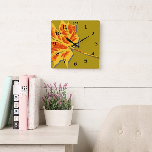Autumn  square wall clock (Reading Room)
