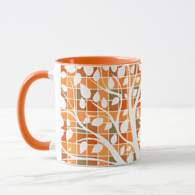 Autumn squares and leaves mug (Left)