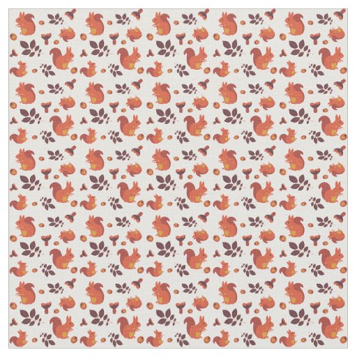 Autumn Squirrel Acorn Cotton Fabric