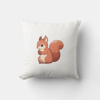 Autumn Squirrel Aesthetic Throw Pillow