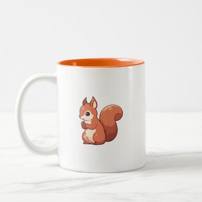 Autumn Squirrel Aesthetic Two-Tone Coffee Mug (Left)