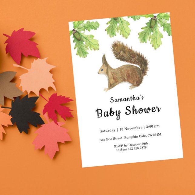 Autumn Squirrel Baby Shower Invitation (Creator Uploaded)