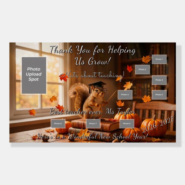 Autumn Squirrel Back to School Teacher Foamcore Foam Board (Front)