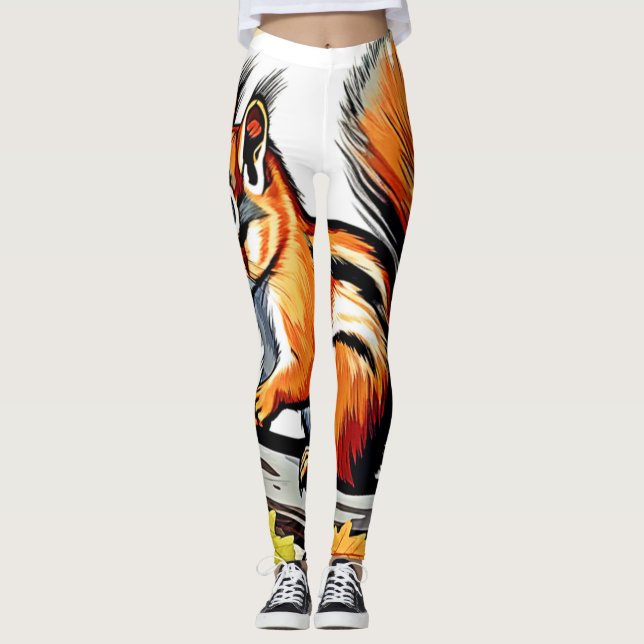 Autumn Squirrel Charm Design Leggings (Front)