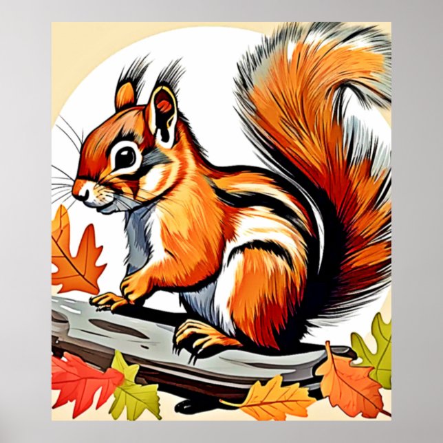Autumn Squirrel Charm Design Poster (Front)