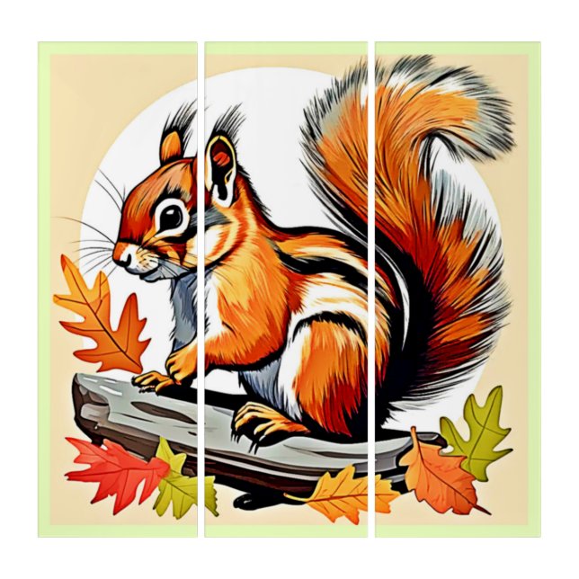 Autumn Squirrel Charm Design Triptych (Front)
