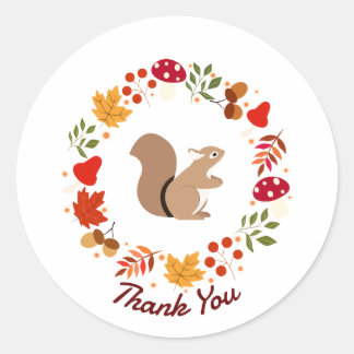 Autumn Squirrel Classic Round Sticker