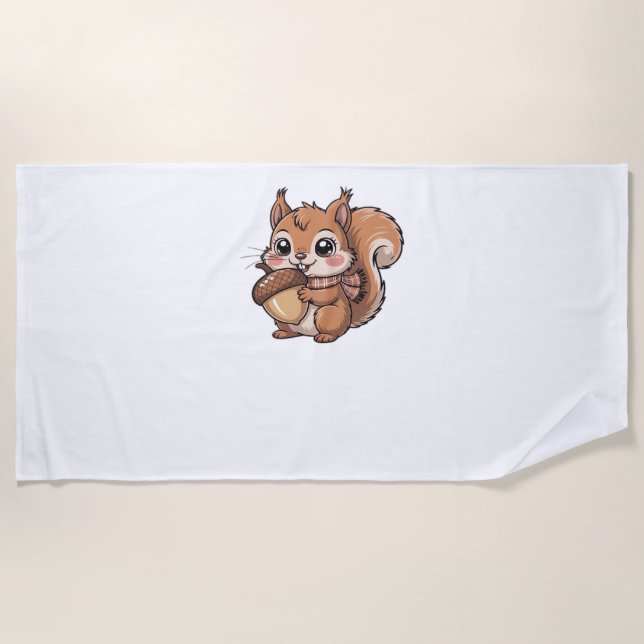 autumn squirrel Classic T-Shirt Beach Towel (Front)