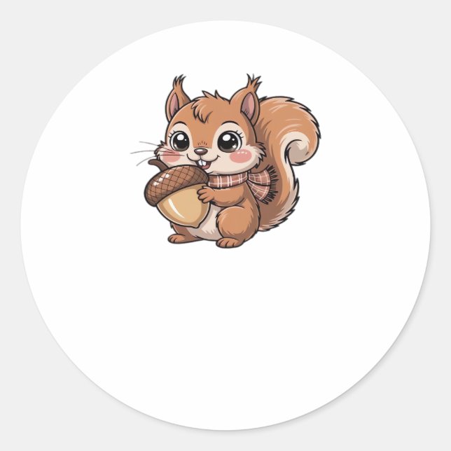 autumn squirrel Classic T-Shirt Classic Round Sticker (Front)