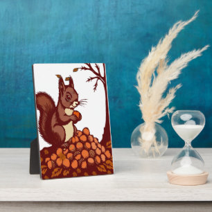 🐿️ Autumn Squirrel – Desk Decoration Plaque