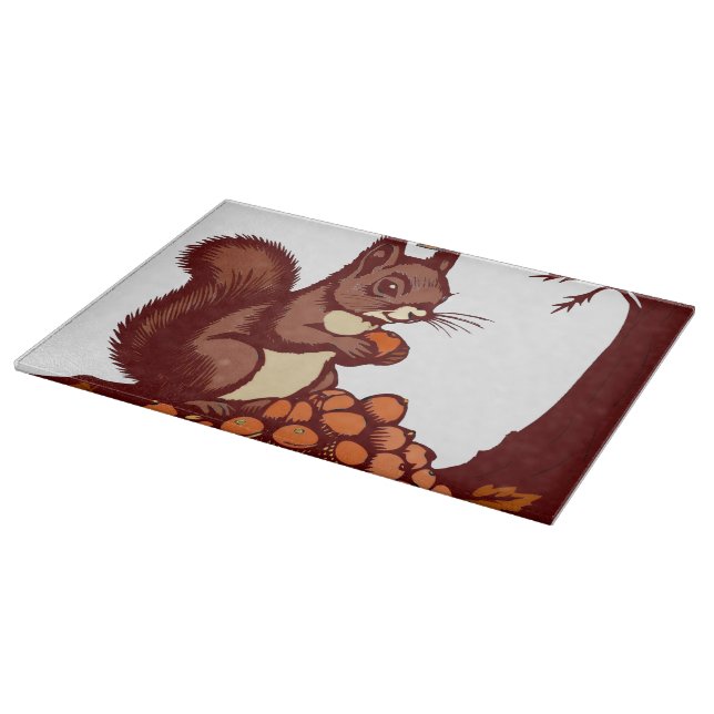  🐿️ Autumn Squirrel – Kitchen Accessory Cutting Board (Corner)
