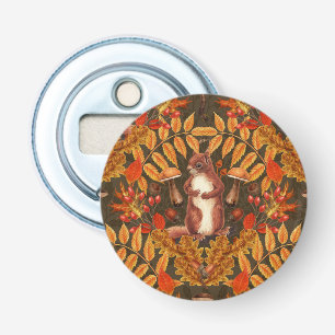 Autumn squirrel on dark brown bottle opener
