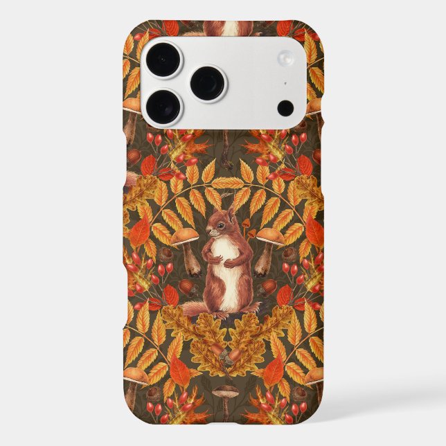 Autumn squirrel on dark brown Case-Mate iPhone case (Back)