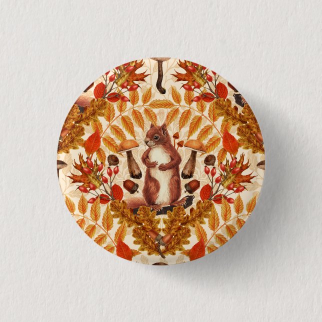 Autumn squirrel on off white button (Front)