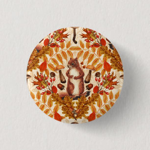 Autumn squirrel on off white button