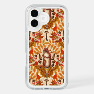 Autumn squirrel on off white iPhone 16 case