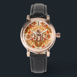 Autumn squirrel on off white watch<br><div class="desc">Hand-painted squirrel and autumn flora- leaves; mushrooms; acorns and berrries</div>