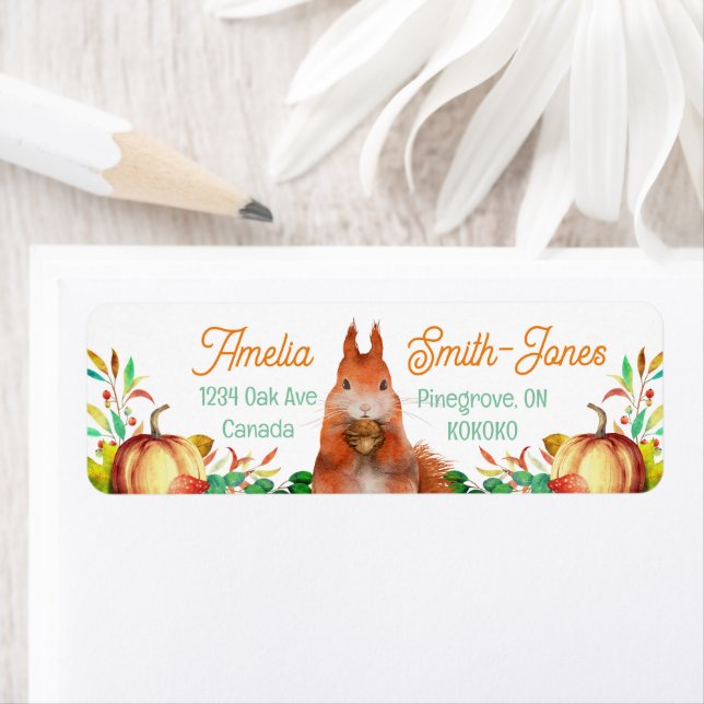 Autumn Squirrel Return Address Label (Insitu)