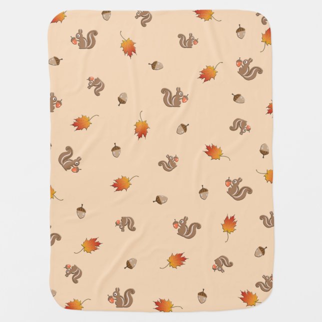 Autumn Squirrel Stroller Blanket (Front)