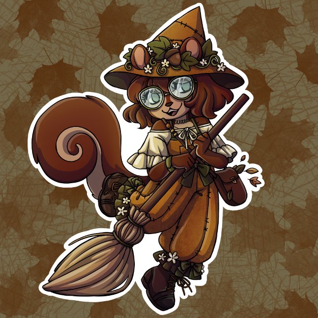 Autumn Squirrel Witch Sticker (Maple the Autumn Squirrel Witch)