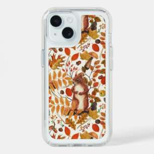 Autumn squirrels and autumnal flora on off white iPhone 15 case