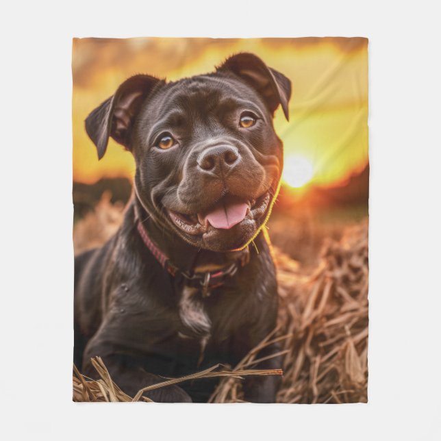 Autumn Staffie – Loyal & Loving Fleece Blanket (Front)