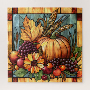 Autumn Stained Glass Art Jigsaw Puzzle