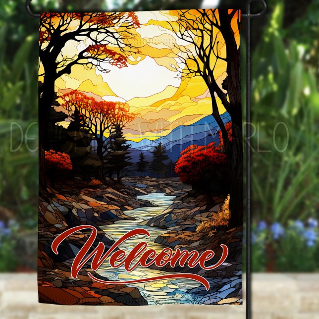Autumn Stained Glass Style/Look Welcome Garden Flag (Creator Uploaded)