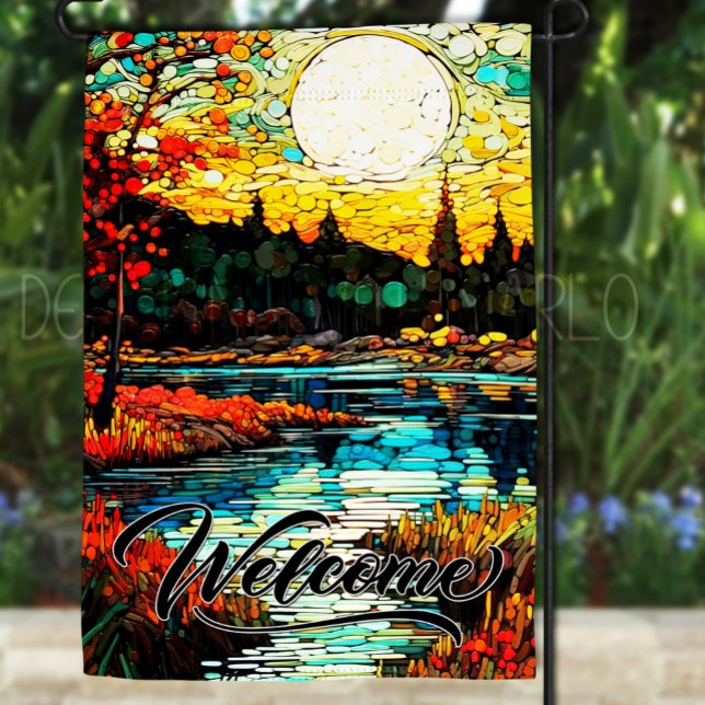 Autumn Stained Glass Style/Look Welcome Garden Flag (Creator Uploaded)