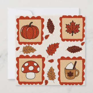 Autumn stamps pattern Thanksgiving  Holiday Card