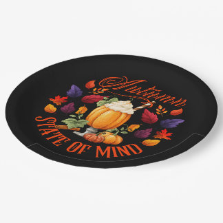 Autumn State Of Mind Black Paper Plates