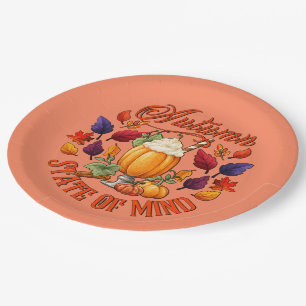 Autumn State Of Mind Orange Paper Plates