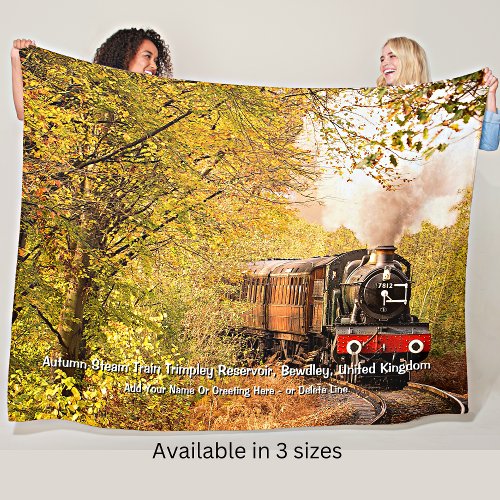 Autumn Steam Train Bewdley UK _  Add Name  Fleece Blanket