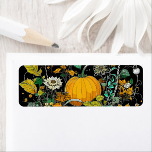 Autumn still life with pumpkin Label