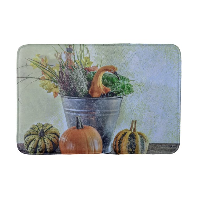 Autumn still life with pumpkins, flowers  bath mat (Front)