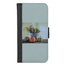 Autumn still life with pumpkins, flowers