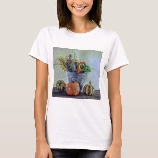 Autumn still life with pumpkins, flowers  T-Shirt