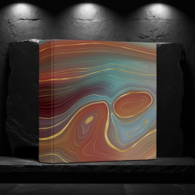 Autumn Strata | Terra Cotta Teal and Gold Agate 3 Ring Binder (Creator Uploaded)