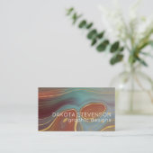 Autumn Strata | Terra Cotta Teal and Gold Agate Business Card (Standing Front)