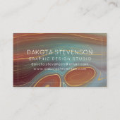 Autumn Strata | Terra Cotta Teal and Gold Agate Business Card (Back)