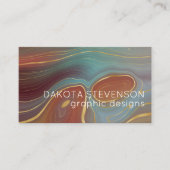 Autumn Strata | Terra Cotta Teal and Gold Agate Business Card (Front)