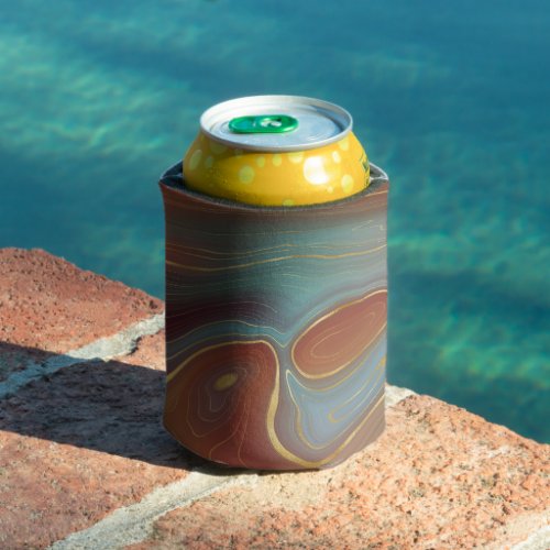 Autumn Strata  Terra Cotta Teal and Gold Agate Can Cooler