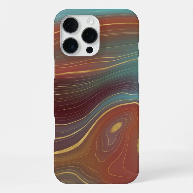 Autumn Strata | Terra Cotta Teal and Gold Agate iPhone Case (Back)