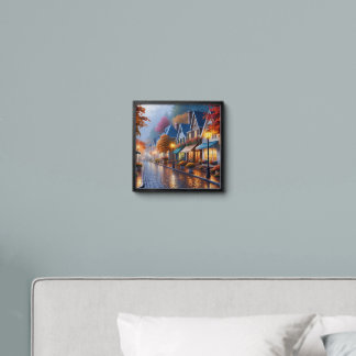 "Autumn Street Café - Wooden Wall Art" Peel And Stick Photo Tile