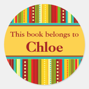 Autumn Stripes Book Label