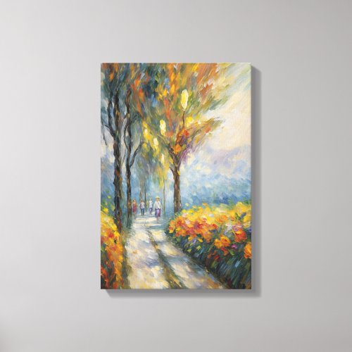 Autumn Stroll Impressionist Pathway Scene Canvas Print